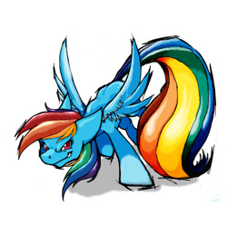 Size: 900x900 | Tagged: safe, artist:balderdash999, rainbow dash, pegasus, pony, blue mane, female, mare, multicolored mane