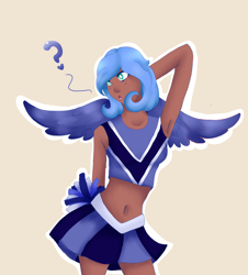 Size: 2480x2744 | Tagged: safe, artist:kittii-kat, princess luna, human, armpits, cheerleader, dark skin, humanized, s1 luna, solo