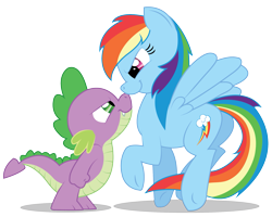 Size: 2083x1667 | Tagged: safe, artist:mickeymonster, artist:romansiii, rainbow dash, spike, dragon, pegasus, pony, colored, competitive shipping, fanfic, female, male, rainbowspike, shipping, straight