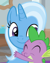 Size: 680x853 | Tagged: safe, derpibooru import, edit, edited screencap, editor:undeadponysoldier, screencap, spike, trixie, dragon, a horse shoe-in, cropped, female, male, shipping, spikelove, spixie, straight