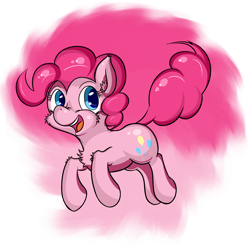 Size: 2000x2000 | Tagged: safe, artist:osakaoji, pinkie pie, earth pony, pony, bouncing, chest fluff, happy, high res, solo