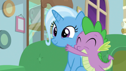 Size: 1920x1080 | Tagged: safe, derpibooru import, edit, edited screencap, editor:undeadponysoldier, screencap, spike, trixie, dragon, student counsel, female, male, momma trixie, shipping, spikelove, spixie, straight
