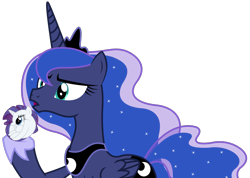 Size: 1280x909 | Tagged: safe, princess luna, rarity, alicorn, pony, unicorn, gauntlet of fire, the gift of the maud pie, holding, rariball, simple background, talking, transparent background, vector