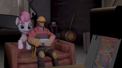 Size: 1920x1080 | Tagged: artist needed, safe, pinkie pie, earth pony, pony, 3d, crossover, double dragon, engineer, source filmmaker, spy, team fortress 2, video game