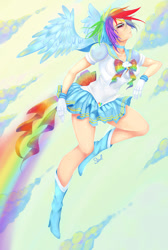 Size: 670x1000 | Tagged: safe, artist:shadedastral, rainbow dash, humanized, sailor moon, sailor scout, winged humanization