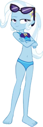 Size: 242x700 | Tagged: safe, derpibooru import, edit, edited screencap, editor:grapefruitface, screencap, trixie, better together, equestria girls, forgotten friendship, barefoot, belly button, bikini, clothes, feet, missing accessory, not a vector, simple background, solo, swimsuit, transparent background