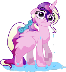 Size: 3000x3281 | Tagged: safe, artist:kp-shadowsquirrel, artist:proffes, princess cadance, alicorn, pony, .ai available, cute, cutedance, faic, floppy ears, frown, high res, looking at you, ponytail, pouting, princess sadance, sad, simple background, solo, tail bow, transparent background, vector, wet, wet mane, wide eyes