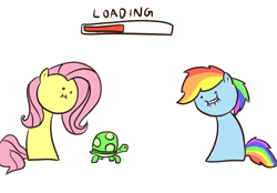 Size: 1293x902 | Tagged: safe, artist:poptart36, fluttershy, rainbow dash, tank, pegasus, pony, wut face