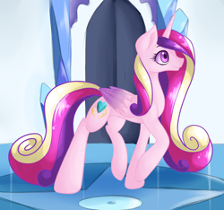 Size: 1024x960 | Tagged: safe, artist:novabytes, princess cadance, alicorn, pony, crystal castle, female, mare, solo, walking