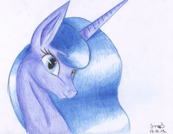 Size: 3130x2436 | Tagged: safe, artist:gree3, princess luna, alicorn, pony, female, horn, mare, solo, traditional art