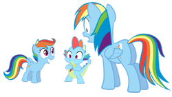 Size: 900x506 | Tagged: dead source, safe, artist:adavis959, rainbow dash, scootaloo, spike, dragon, pegasus, pony, female, filly, mare, new rainbow dash, simple background, transparent background