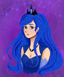 Size: 2000x2400 | Tagged: safe, artist:gureruchan, princess luna, human, cleavage, female, humanized, solo