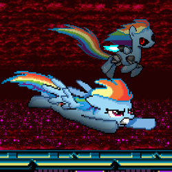 Size: 400x400 | Tagged: dead source, safe, artist:darksupasonic, rainbow dash, pegasus, pony, crossover, metal dash, pixel art, sonic cd, sonic generations, sonic the hedgehog (series), stardust speedway