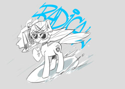 Size: 1094x774 | Tagged: artist needed, source needed, safe, gleaming shield, shining armor, pony, unicorn, radical, radio, rule 63, solo, sunglasses, surfboard, surfing