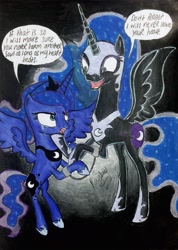 Size: 2209x3098 | Tagged: safe, artist:darkest-lunar-flower, nightmare moon, princess luna, alicorn, pony, crying, shackles, traditional art