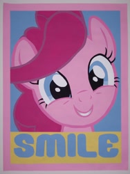 Size: 2112x2816 | Tagged: safe, artist:iceroadlion, pinkie pie, earth pony, pony, high res, painting, poster, smiling