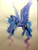 Size: 3024x4032 | Tagged: safe, artist:rocy canvas, princess luna, alicorn, pony, flying, pixiv, solo, traditional art