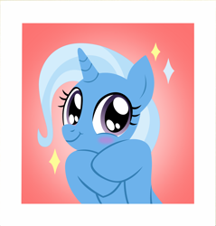 Size: 1730x1812 | Tagged: safe, artist:sonofaskywalker, derpibooru import, trixie, pony, unicorn, a horse shoe-in, blushing, cute, diatrixes, female, looking at you, mare, picture, smiling, solo, vector