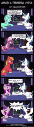 Size: 850x3180 | Tagged: safe, artist:drawponies, big macintosh, cheerilee, lyra heartstrings, princess cadance, shining armor, alicorn, earth pony, pony, unicorn, comic, male, spanish, stallion, translation, translator:the-luna-fan