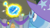 Size: 1600x900 | Tagged: safe, derpibooru import, screencap, trixie, flash bee, pony, a horse shoe-in, banner, ceiling light, clothes, electricity, hat, looking up, oops, solo, swarm, trixie's hat, uh oh