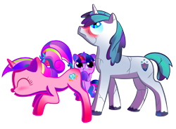 Size: 1920x1411 | Tagged: safe, artist:halem1991, princess cadance, shining armor, twilight sparkle, alicorn, pony, unicorn, blushing, filly, raised tail, sunshine sunshine