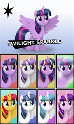 Size: 1332x2229 | Tagged: safe, artist:meteor-spark, gleaming shield, princess cadance, princess celestia, shining armor, sunset shimmer, twilight sparkle, twilight sparkle (alicorn), twilight velvet, alicorn, pony, unicorn, alicornified, alternate costumes, crystallized, palette swap, prince shining armor, princess gleaming shield, race swap, rainbow power, rule 63, shimmercorn, super smash bros., svg, vector, velveticorn