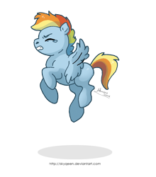 Size: 1132x1288 | Tagged: safe, artist:almairis, rainbow dash, pegasus, pony, blue coat, female, filly, multicolored mane, simple background, wings, young