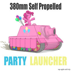 Size: 700x700 | Tagged: safe, artist:zap-apple-acid-trip, pinkie pie, earth pony, pony, artillery, partillery, sturmtiger, tank (vehicle)