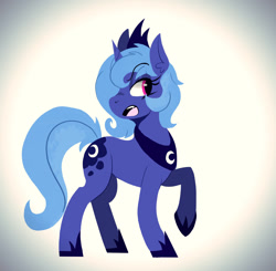 Size: 1280x1255 | Tagged: safe, artist:wirelesspony, princess luna, alicorn, pony, alternate eye color, open mouth, raised hoof, s1 luna, solo, wingless