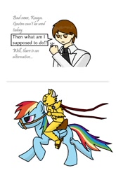 Size: 646x977 | Tagged: safe, artist:toakarou, rainbow dash, pegasus, pony, crossover, dialogue, garo, kouga, text