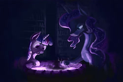 Size: 1772x1181 | Tagged: safe, artist:plainoasis, princess luna, twilight sparkle, alicorn, pony, unicorn, duo, duo female, female, mare