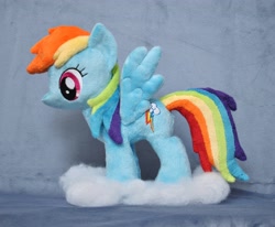 Size: 3445x2836 | Tagged: safe, artist:lykaios-avery, rainbow dash, cloud, high res, irl, photo, plushie, solo