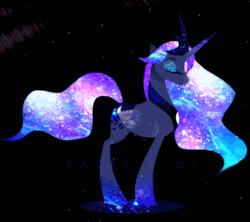 Size: 760x676 | Tagged: safe, artist:equum_amici, artist:softcoremirth, princess luna, alicorn, pony, animated, cinemagraph, ethereal mane, galaxy mane, solo, sparkles, stars, surreal