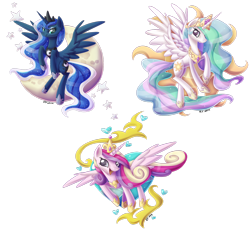 Size: 1024x945 | Tagged: safe, artist:alidythera, princess cadance, princess celestia, princess luna, alicorn, pony, cutie mark, group, princess