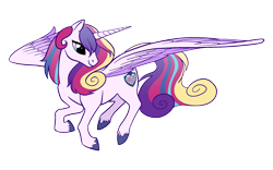 Size: 1000x625 | Tagged: safe, artist:arofatamahn, princess cadance, shining armor, alicorn, pony, unicorn, flying, fusion, looking down, messy mane, simple background, smiling, solo, spread wings, transparent background, unshorn fetlocks, vector