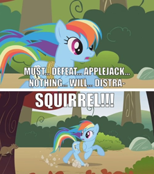 Size: 500x562 | Tagged: safe, edit, edited screencap, screencap, rainbow dash, pegasus, pony, squirrel, fall weather friends, bound wings, comic, dug, image macro, looking back, running, screencap comic, solo, up