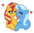 Size: 312x298 | Tagged: safe, artist:darbypop1, derpibooru import, sunset shimmer, trixie, pony, unicorn, blushing, cropped, female, heart, lesbian, mare, shipping, simple background, suntrix, transparent background