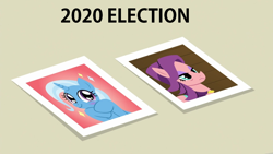 Size: 1280x720 | Tagged: safe, derpibooru import, edit, edited screencap, screencap, spoiled rich, trixie, pony, a horse shoe-in, election