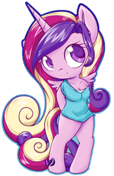 Size: 650x1003 | Tagged: safe, artist:raininess, princess cadance, anthro, chibi, cleavage, clothes, cute, female, shirt, simple background, smiling, solo, transparent background