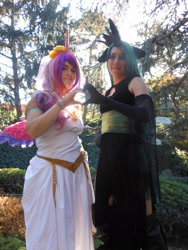 Size: 3456x4608 | Tagged: safe, artist:ilovezsora, princess cadance, queen chrysalis, human, cosplay, irl, irl human, photo