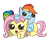 Size: 892x895 | Tagged: safe, artist:dexiom, fluttershy, rainbow dash, pegasus, pony, blank flank, cute, ear bite, filly, nom