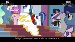 Size: 854x480 | Tagged: safe, edit, edited screencap, screencap, night light, princess cadance, princess celestia, queen chrysalis, shining armor, spike, twilight velvet, alicorn, changeling, changeling queen, dragon, pony, unicorn, a canterlot wedding, cinemare sins, clothes, disguise, disguised changeling, dress, fake cadance, marriage, mind control, this day aria, wedding, wedding dress