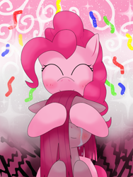 Size: 1050x1400 | Tagged: safe, artist:hoyeechun, pinkie pie, earth pony, pony, crying, duality, hug, pinkamena diane pie, smiling