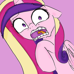 Size: 600x600 | Tagged: safe, artist:sugarberry, princess cadance, alicorn, pony, ask-cadance, reaction image, scared, solo, tumblr
