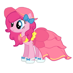 Size: 1850x1865 | Tagged: safe, artist:mlpinkiepie, pinkie pie, earth pony, pony, alternate hairstyle, bow, clothes, dress, hat, shoes