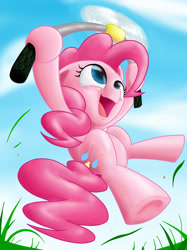 Size: 1936x2592 | Tagged: safe, artist:flowersimh, pinkie pie, earth pony, pony, action pose, flying, flying machine, solo