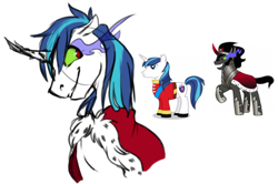 Size: 434x289 | Tagged: safe, king sombra, shining armor, pony, unicorn, fusion, horn, male, two toned mane, two toned tail, white coat