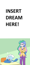 Size: 1500x3200 | Tagged: safe, artist:mew-me, derpibooru import, edit, princess celestia, principal celestia, trixie, equestria girls, dream, exploitable meme, female, meme, template, trixie's dream