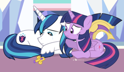 Size: 950x550 | Tagged: safe, artist:dm29, shining armor, twilight sparkle, twilight sparkle (alicorn), alicorn, pony, unicorn, comforting, consoling, crown, duo, equestria's best sister, female, helmet, implied death, mare, sad, woobie