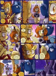 Size: 1584x2160 | Tagged: safe, artist:dracojayproduct, shining armor, spitfire, oc, oc:caroline, oc:pierson, pony, unicorn, comic:lunar isolation, comic